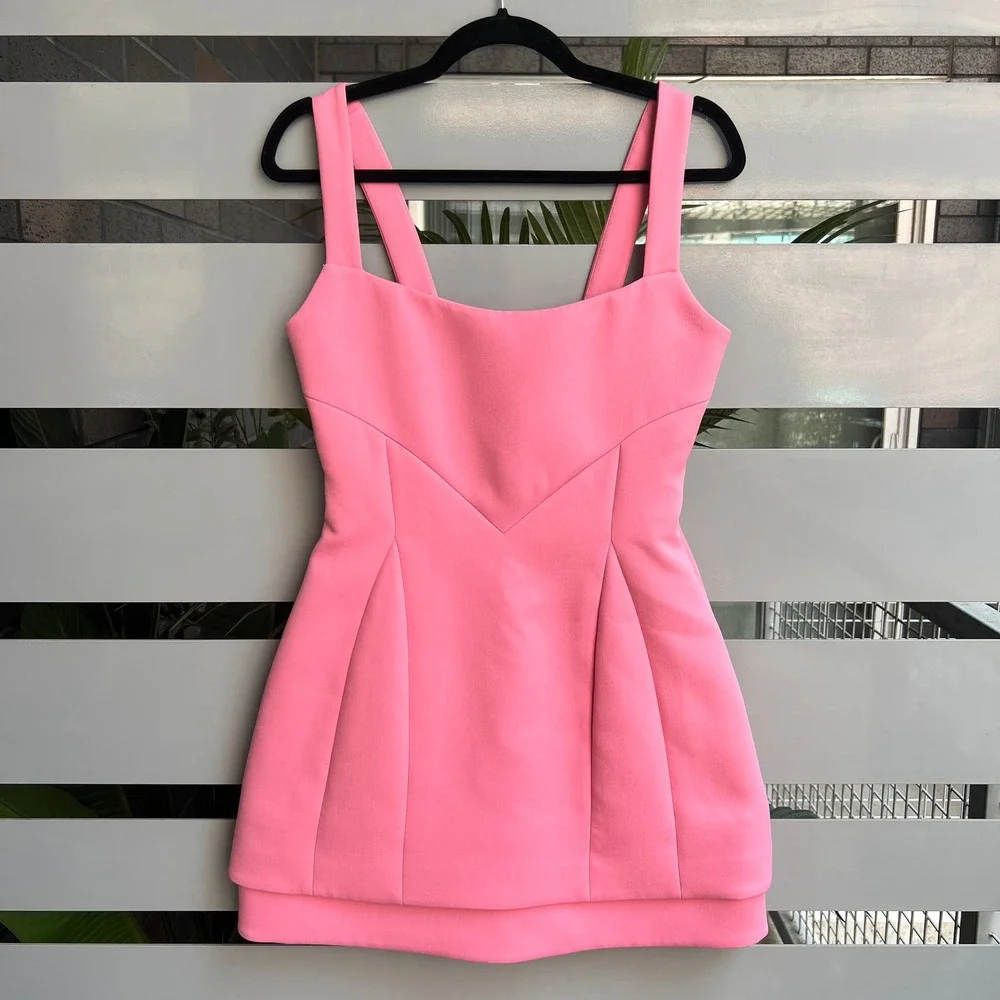 NWT Alexis 'Gineva' Sleeveless Square-Neck Opera Pink Mini Dress Size S - Picture 2 of 8